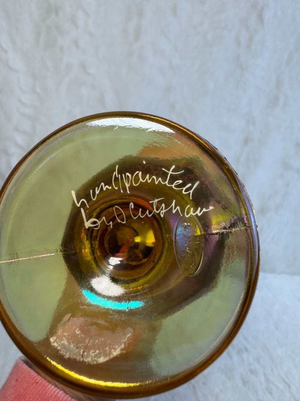 Ltd.Edition Fenton HandPainted Gold 50th Anniversary Glass Vase Signed D Cutshaw - Picture 4 of 7